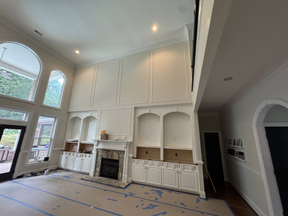 Custom built-ins and fireplace wall