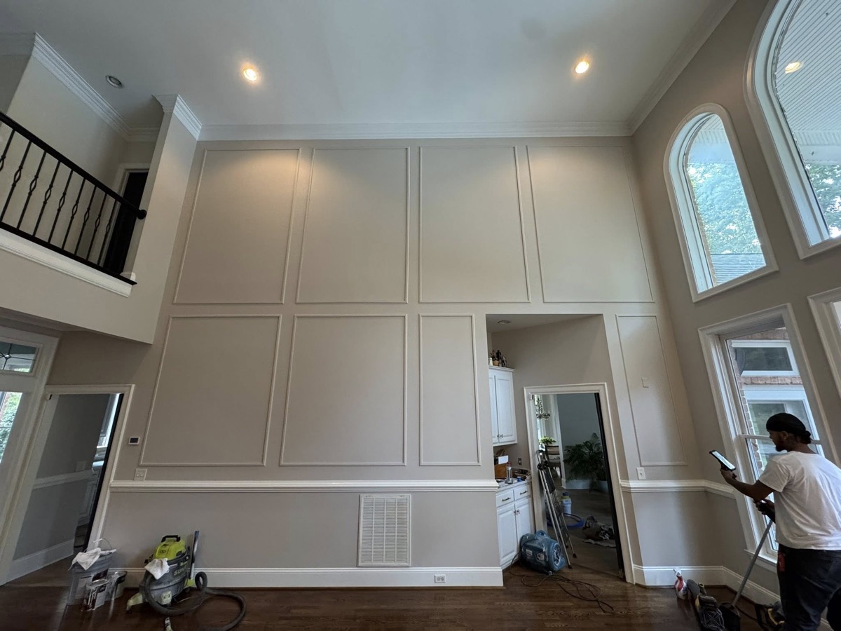 Custom two-story wainscoting and panel wall